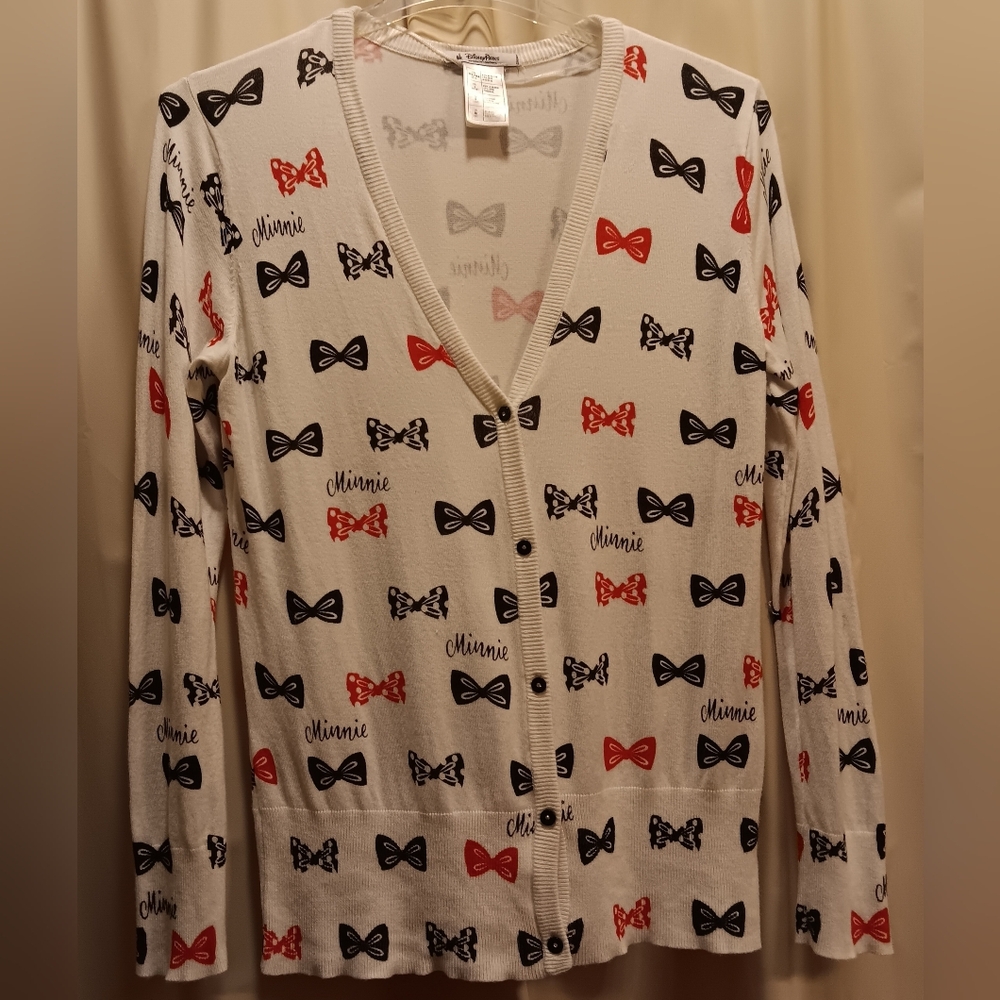 Disney Parks Minnie Mouse And Bows Lightweight Cardigan.  Size Large